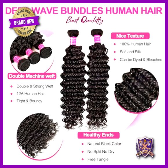 Deep Wave Human Hair Extensions 18-22 Inch Brazilian Virgin 3 Bundles main image 6